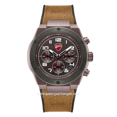 DUCATI DTWGO0002503 DT020 Chronograph Black Silicone Combi Brown Nylon Strap