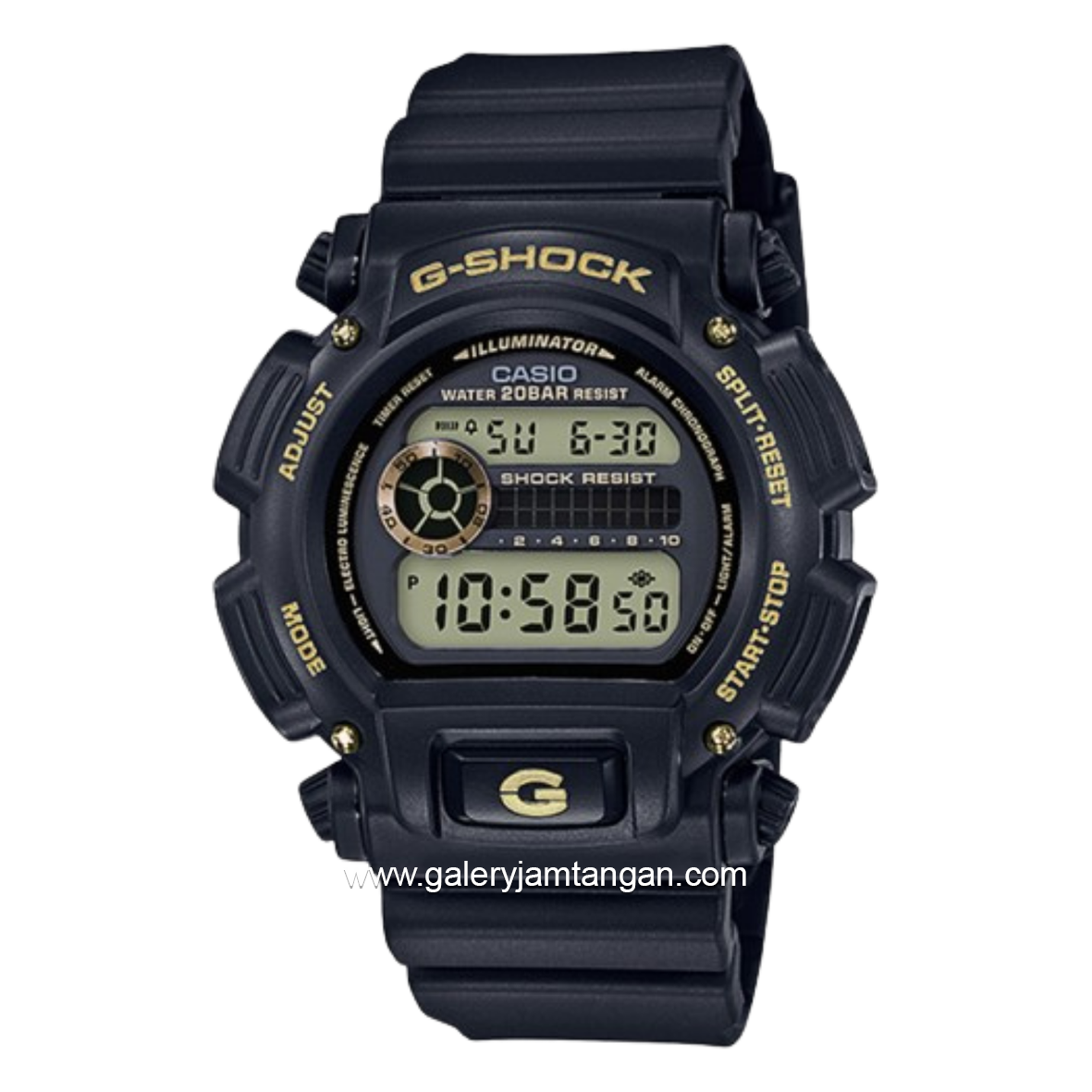 G-SHOCK DW-9052GBX-1A9DR Black Gold Digital Resin Strap