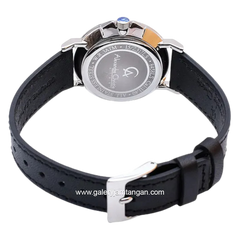 Alexandre Christie AC 8458 LSLSSSL Black Silver Dial White Leather Strap