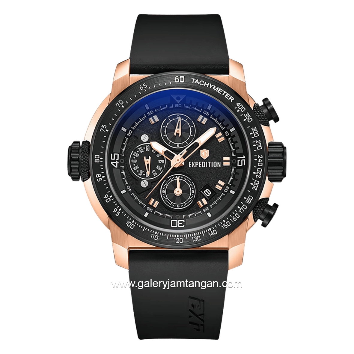 EXPEDITION E 6335 GCRBRBA Chronograph Black Rosegold Rubber Strap