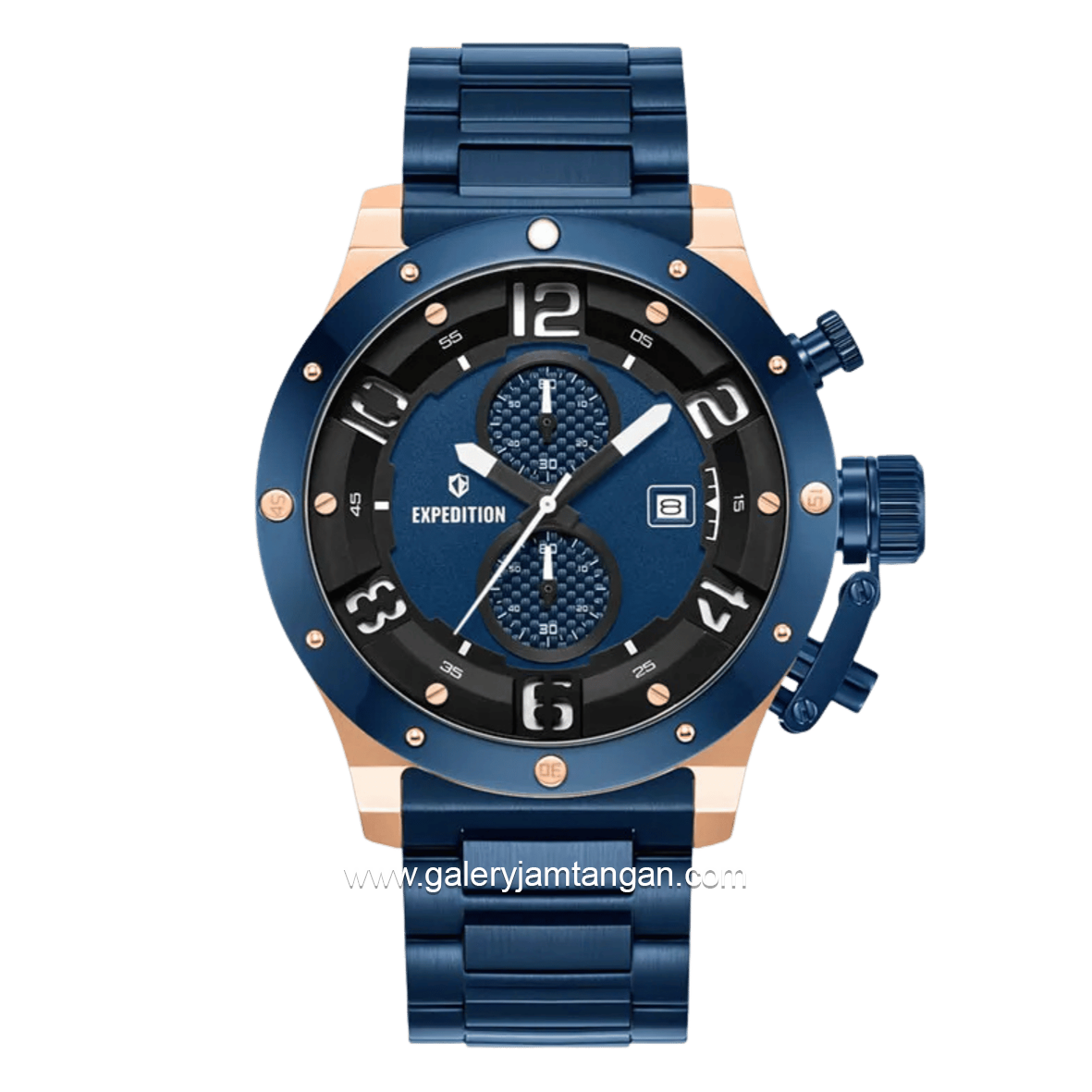EXPEDITION E 6381 MCBURBU1 Chronograph Blue Rosegold Stainless Steel Strap