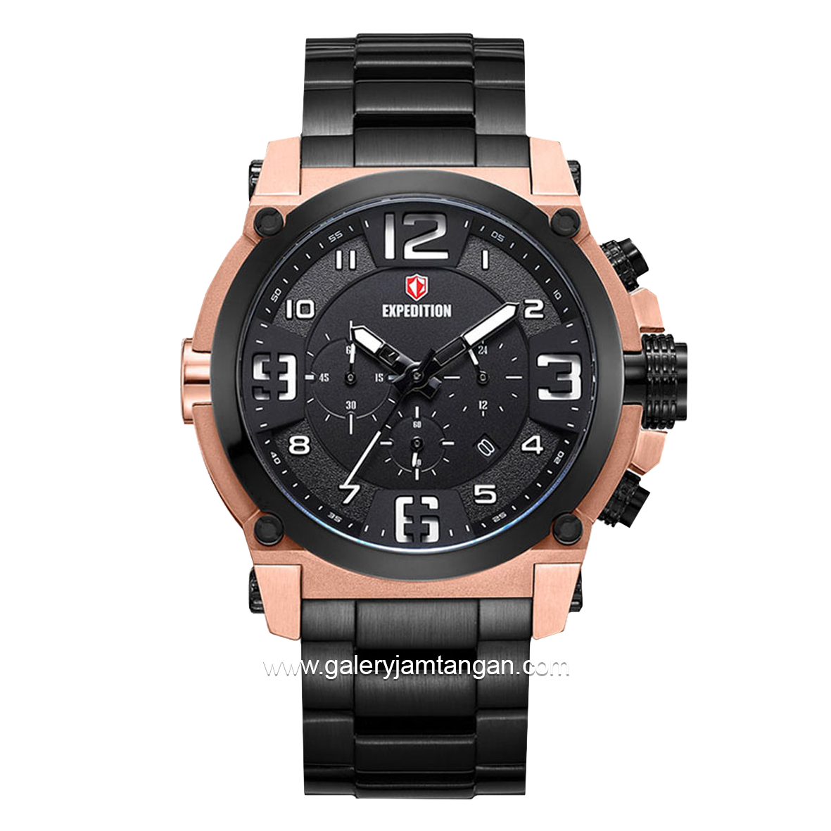 EXPEDITION E 6605 MC Black Rosegold Chronograph Stainless Steel Strap