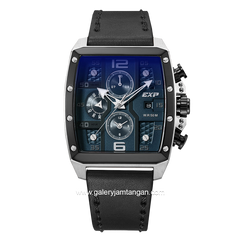EXPEDITION E 6636 BC Black Silver Dial Blue Chronograph Leather Strap
