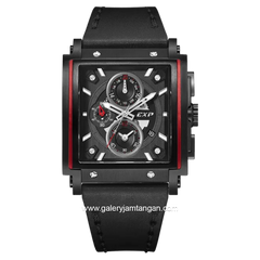 EXPEDITION E 6731 GC Black Ring Red Chronograph Leather Strap