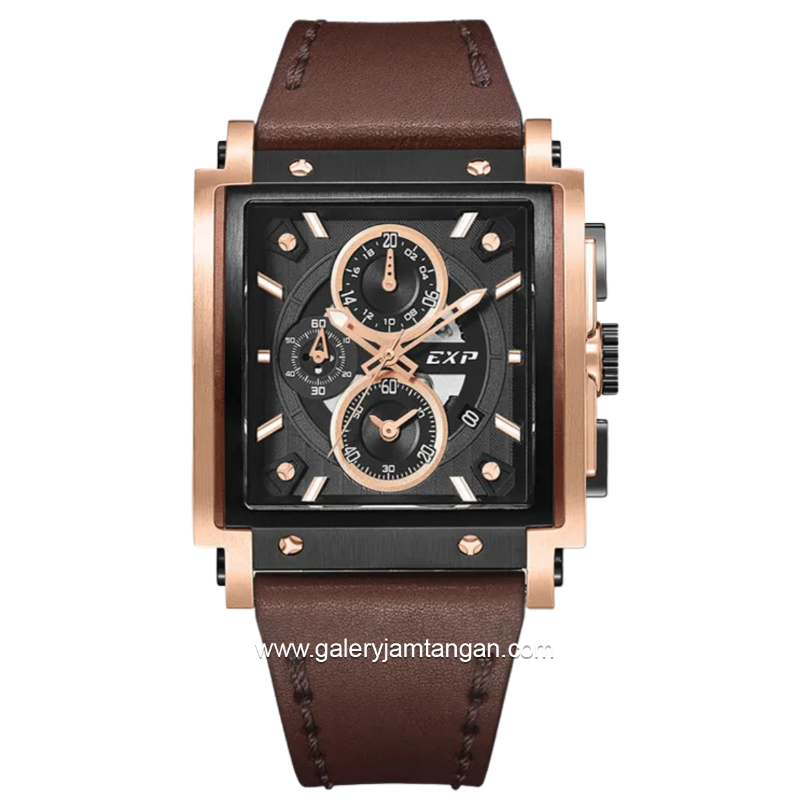 EXPEDITION E 6731 GC Brown Rosegold Chronograph Leather Strap
