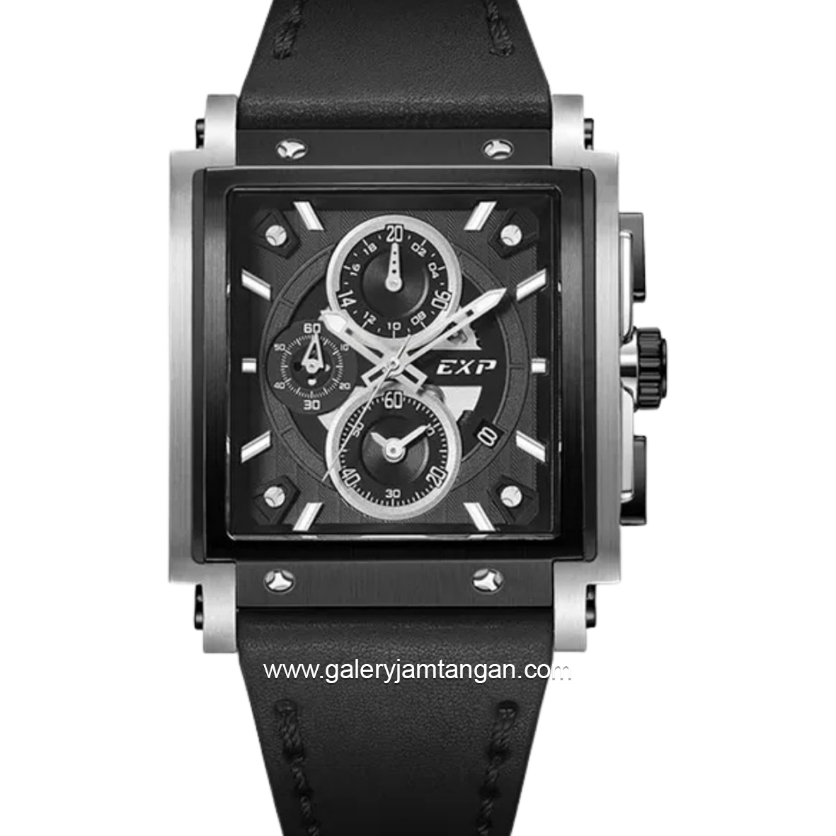 EXPEDITION E 6731 GC Black Silver Chronograph Leather Strap