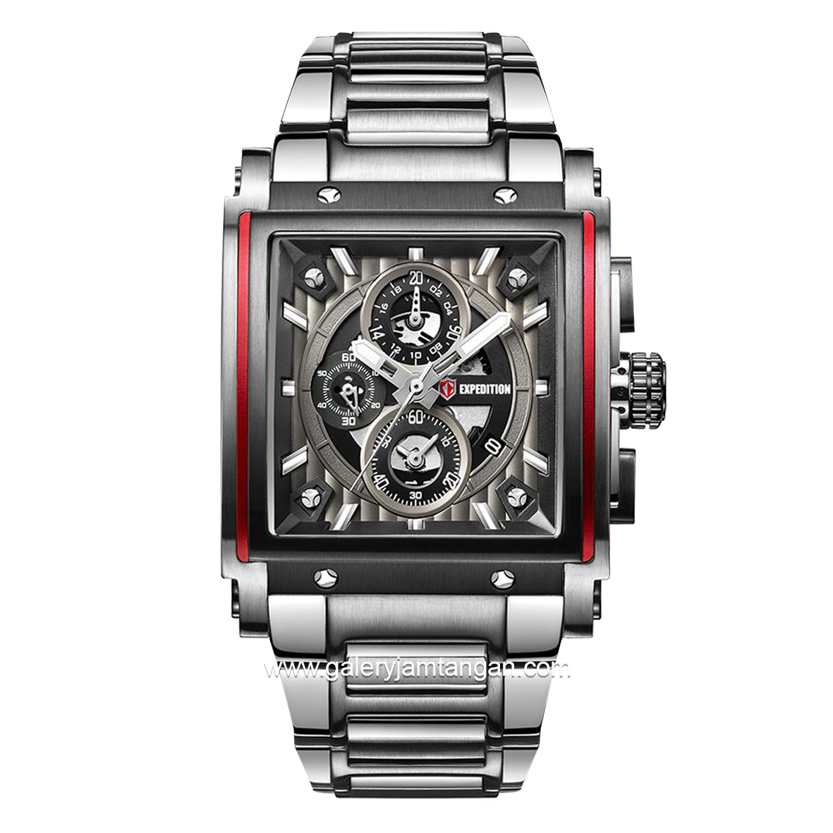 EXPEDITION E 6731 MC Silver List Red Chronograph Stainless Steel Strap
