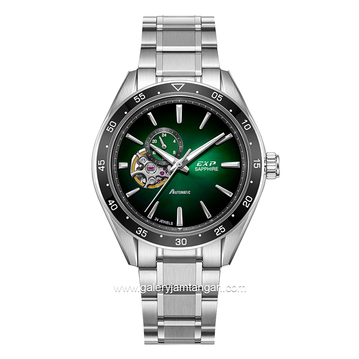 Expedition E 6858 MAB Silver Dial Green Automatic Stainless Steel Free Leather Strap