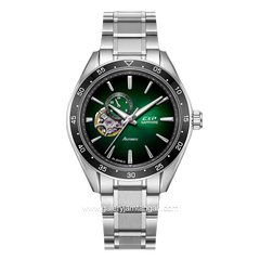 Expedition E 6858 MAB Silver Dial Green Automatic Stainless Steel Free Leather Strap
