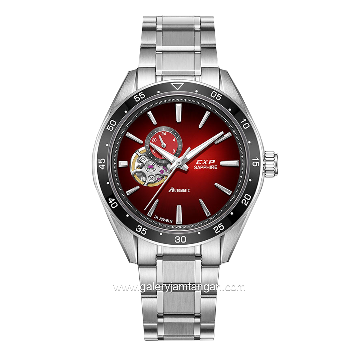 Expedition E 6858 MAB Silver Dial Red Automatic Stainless Steel Free Leather Strap