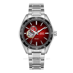 Expedition E 6858 MAB Silver Dial Red Automatic Stainless Steel Free Leather Strap