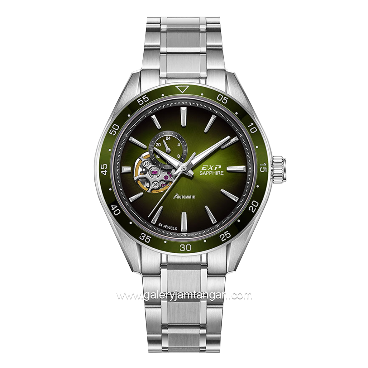 Expedition E 6858 MAB Silver Dial Emerald Automatic Stainless Steel Free Leather Strap
