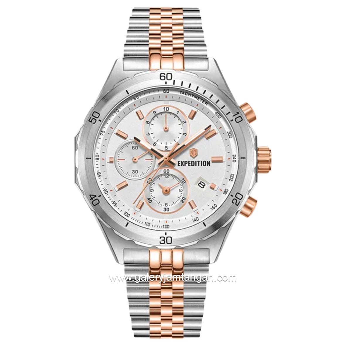 Expedition E 6870 MC Silver Rosegold Dial White Stainless Steel