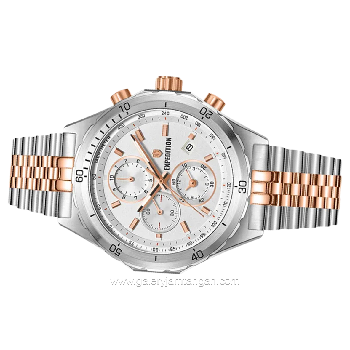 Expedition E 6870 MC Silver Rosegold Dial White Stainless Steel