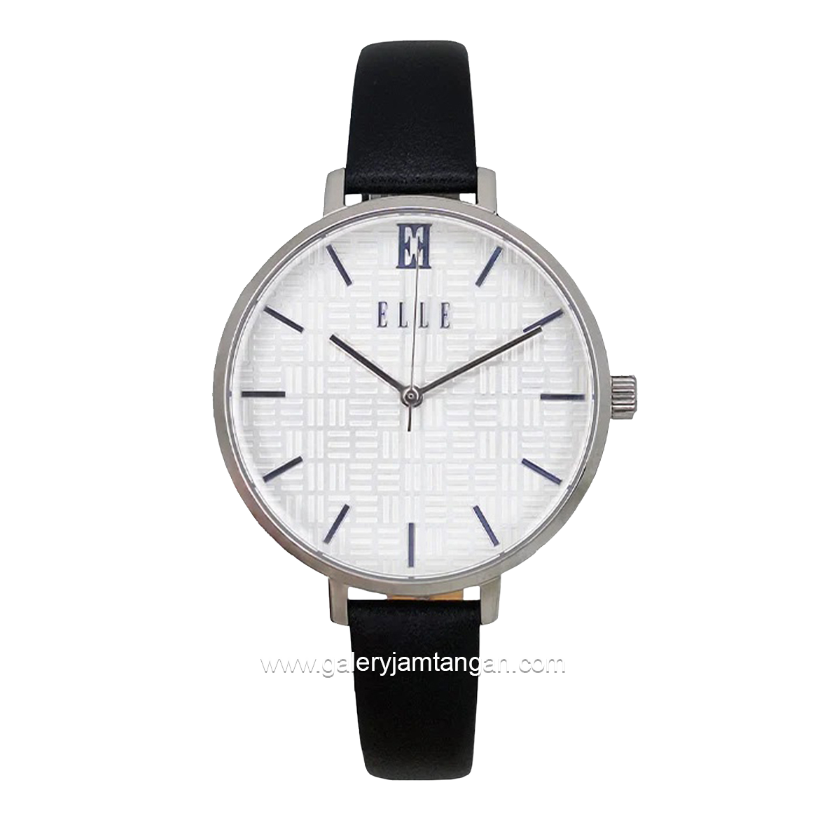 ELLE EL002-1S02L03 Black Silver Dial White Leather Strap