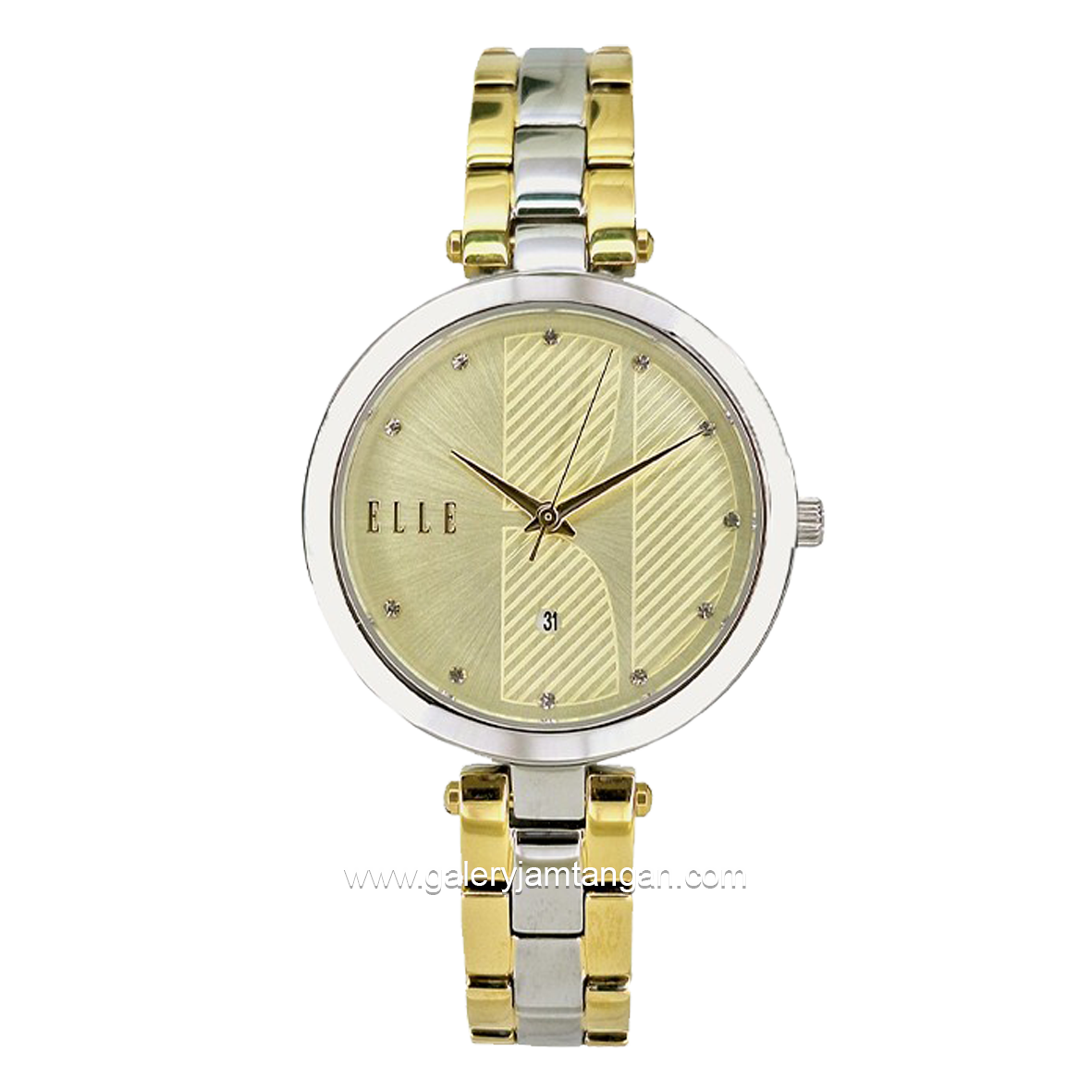 ELLE EL004-1S10B16 Silver Gold Stainless Steel Strap