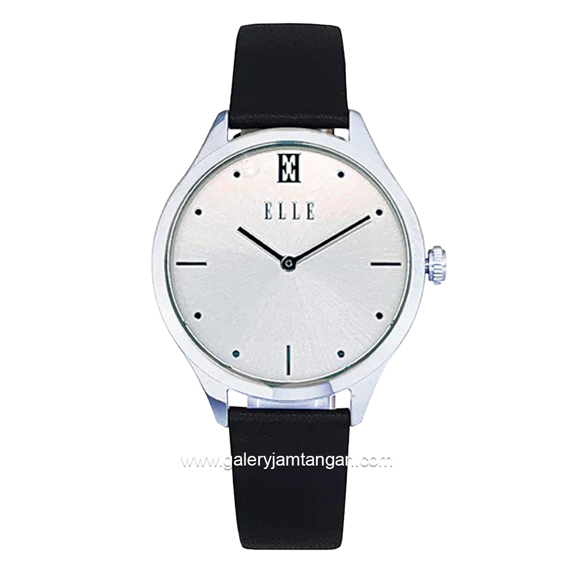 ELLE EL007-1S02L03 Black Silver Dial White Leather Strap