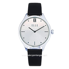 ELLE EL007-1S02L03 Black Silver Dial White Leather Strap
