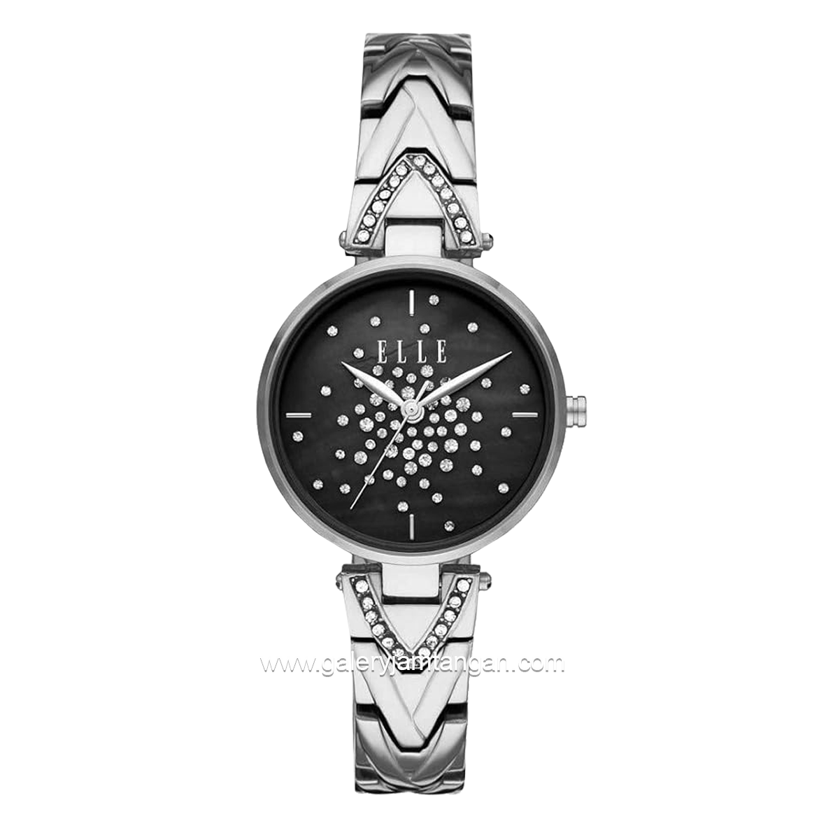 ELLE ELL21041 Laddies Silver Black Dial Black Stainless Steel Strap
