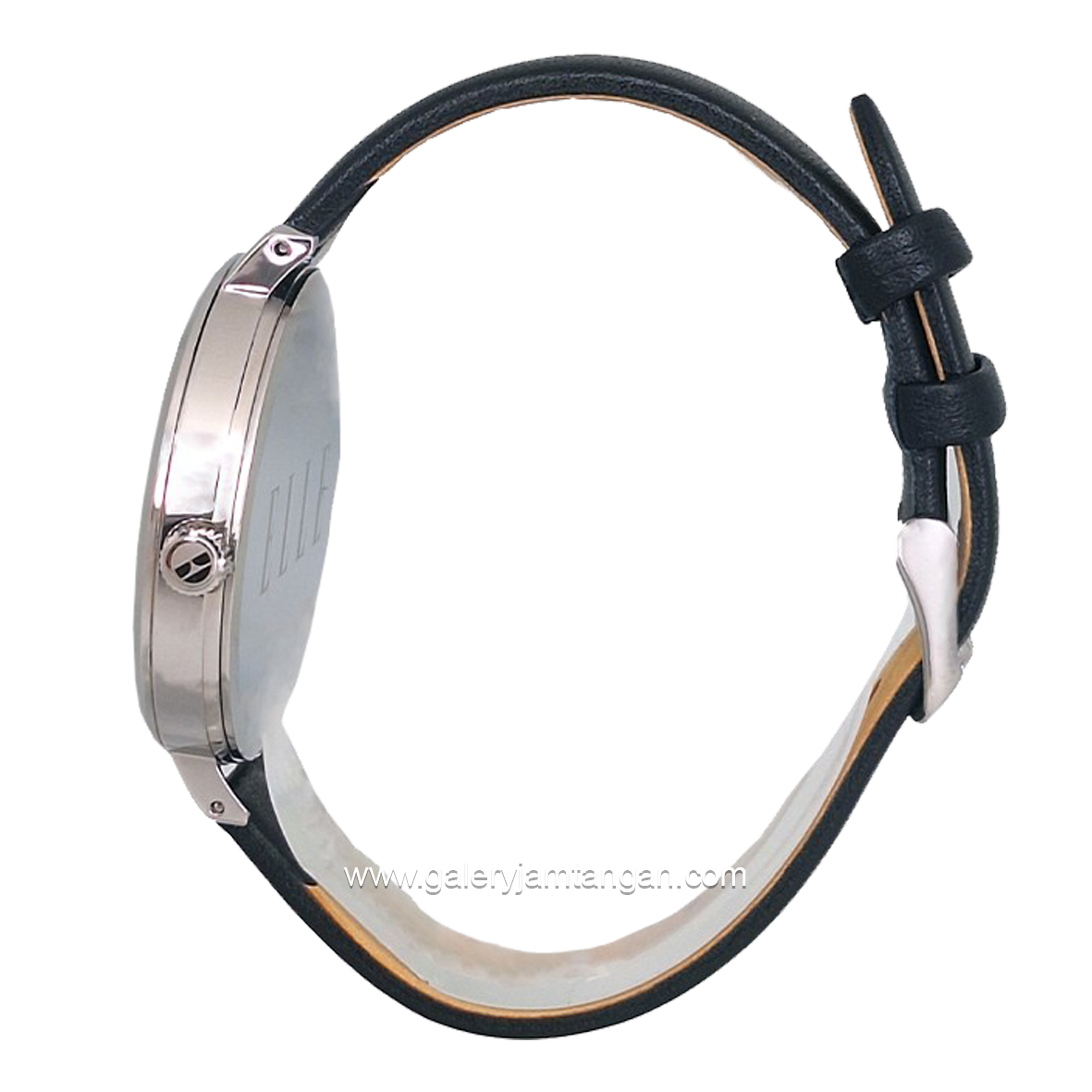 ELLE EL002-1S02L03 Black Silver Dial White Leather Strap