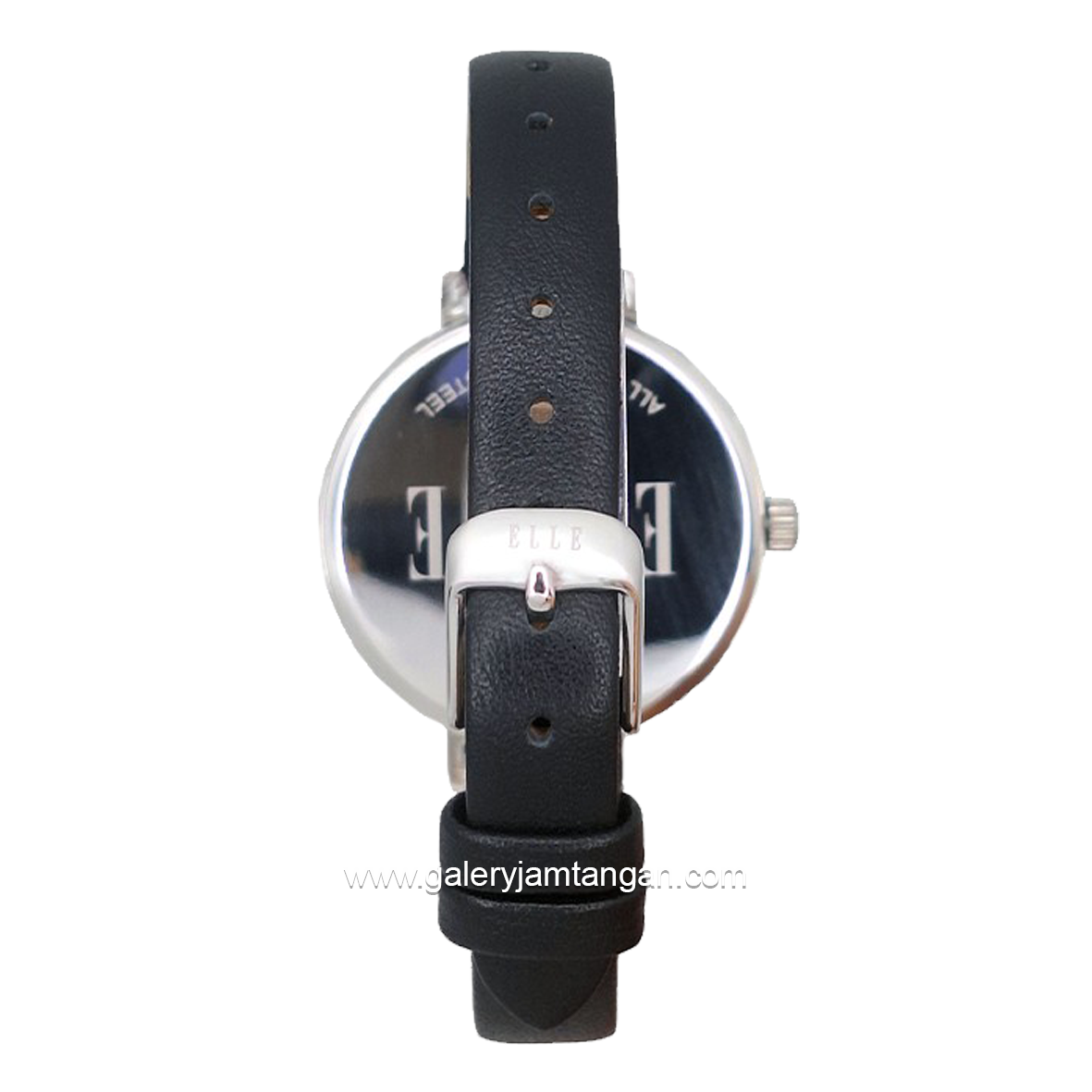 ELLE EL002-1S02L03 Black Silver Dial White Leather Strap