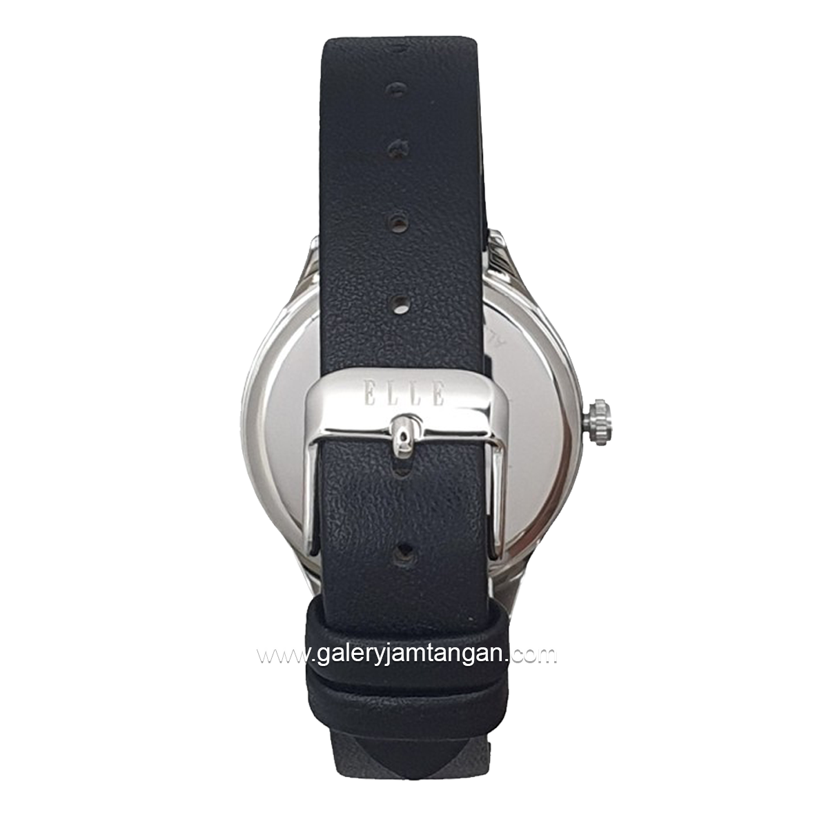ELLE EL007-1S02L03 Black Silver Dial White Leather Strap
