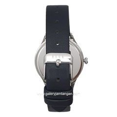 ELLE EL007-1S02L03 Black Silver Dial White Leather Strap