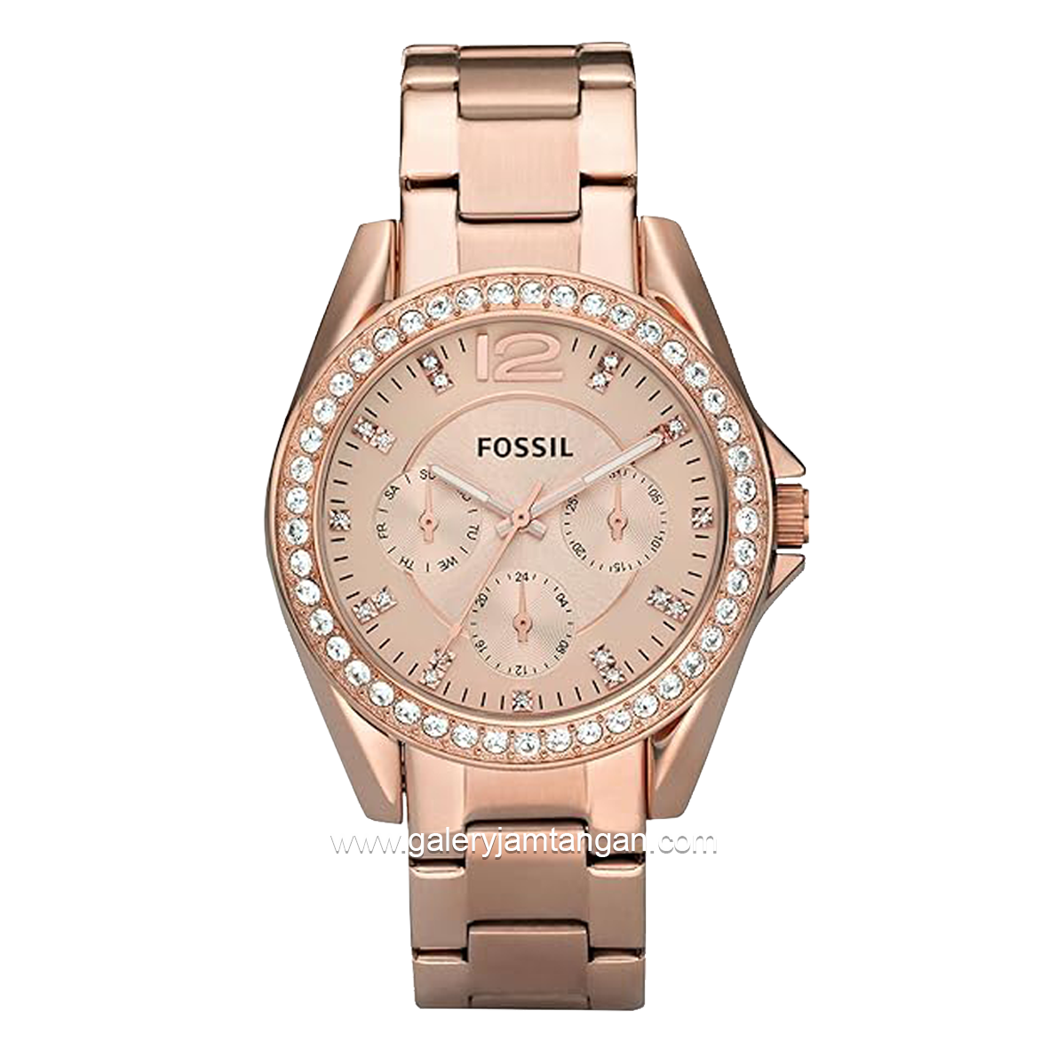 FOSSIL RILEY ES2811 Multifunction Rose Gold Dial Rose Gold Stainless Steel Strap