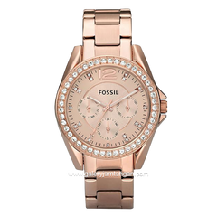 FOSSIL RILEY ES2811 Multifunction Rose Gold Dial Rose Gold Stainless Steel Strap