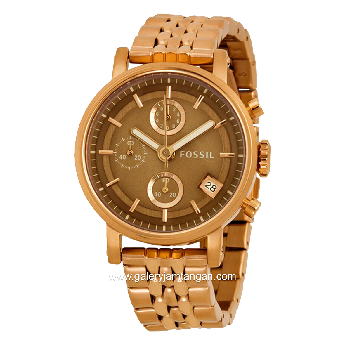 FOSSIL ES3494 Boyfriend Chronograph Brown Dial Rose Gold Stainless Steel Strap