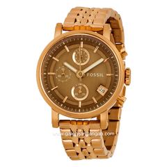 FOSSIL ES3494 Boyfriend Chronograph Brown Dial Rose Gold Stainless Steel Strap