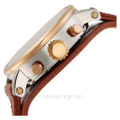 FOSSIL ES3837 Ladies Original Boyfriend Chronograph Silver Dial Brown Leather Strap