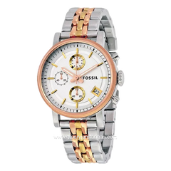 FOSSIL ES3840 Boyfriend Chronograph Silver Dial Tri- Tone Ladies Stainless Steel Strap
