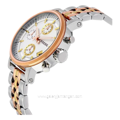 FOSSIL ES3840 Boyfriend Chronograph Silver Dial Tri- Tone Ladies Stainless Steel Strap