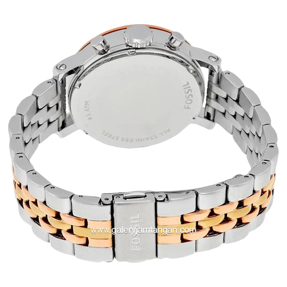 FOSSIL ES3840 Boyfriend Chronograph Silver Dial Tri- Tone Ladies Stainless Steel Strap