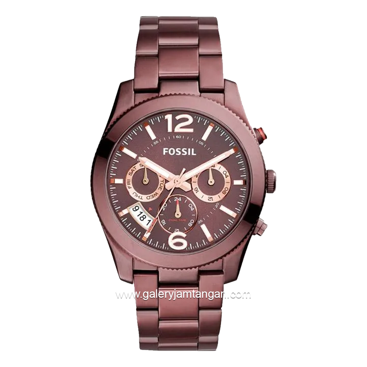 FOSSIL ES4110 Ladies Perfect Boyfriend Wine Dial Stainless Steel Strap