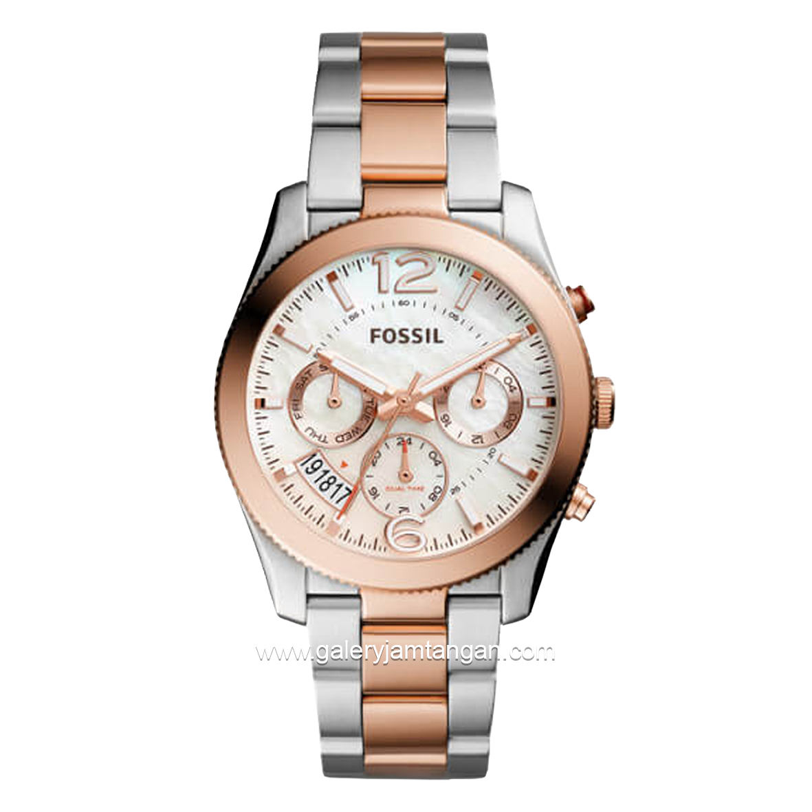 FOSSIL SCARLETTE ES4135 Ladies Silver Dial Dual Tone Stainless Steel Strap