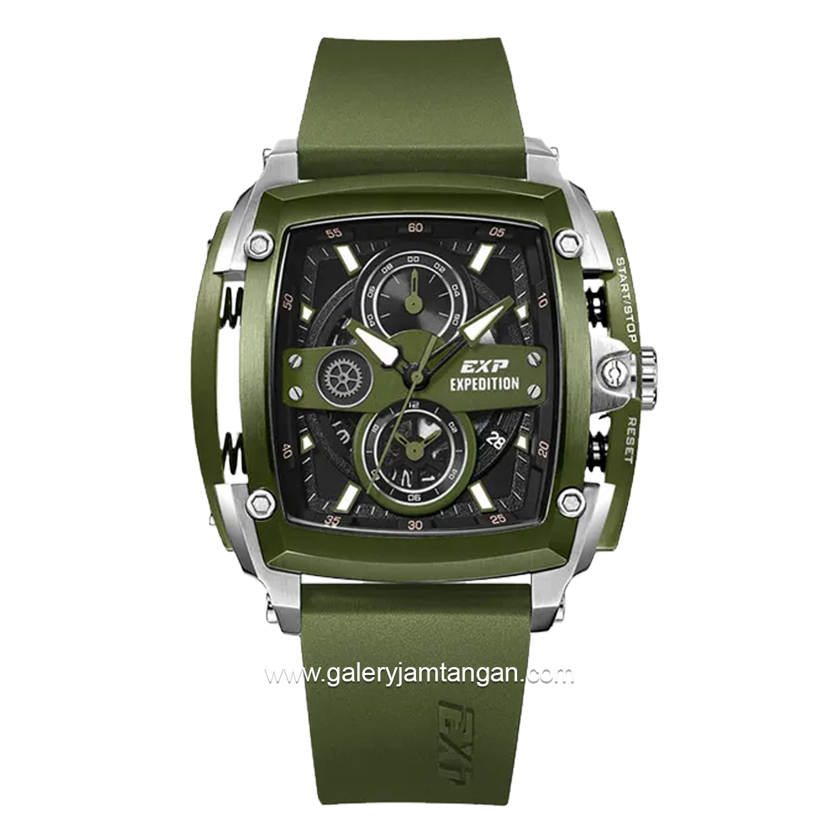 Expedition E 3008 G Chronograph Full Green Rubber Strap