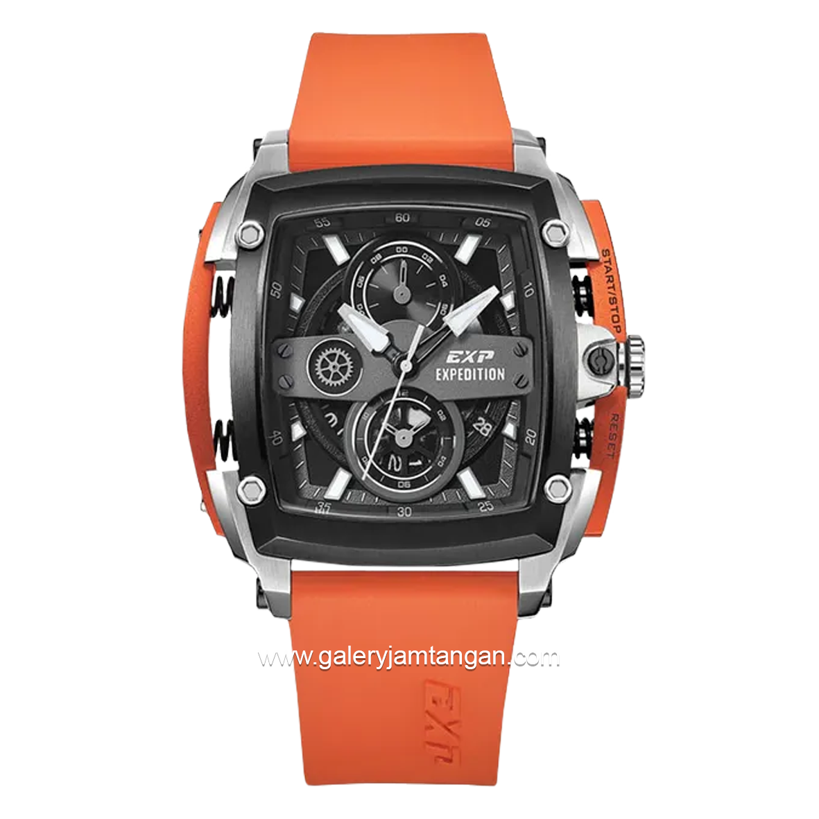 Expedition E 3008 G Chronograph Orange Dial Black Rubber Strap