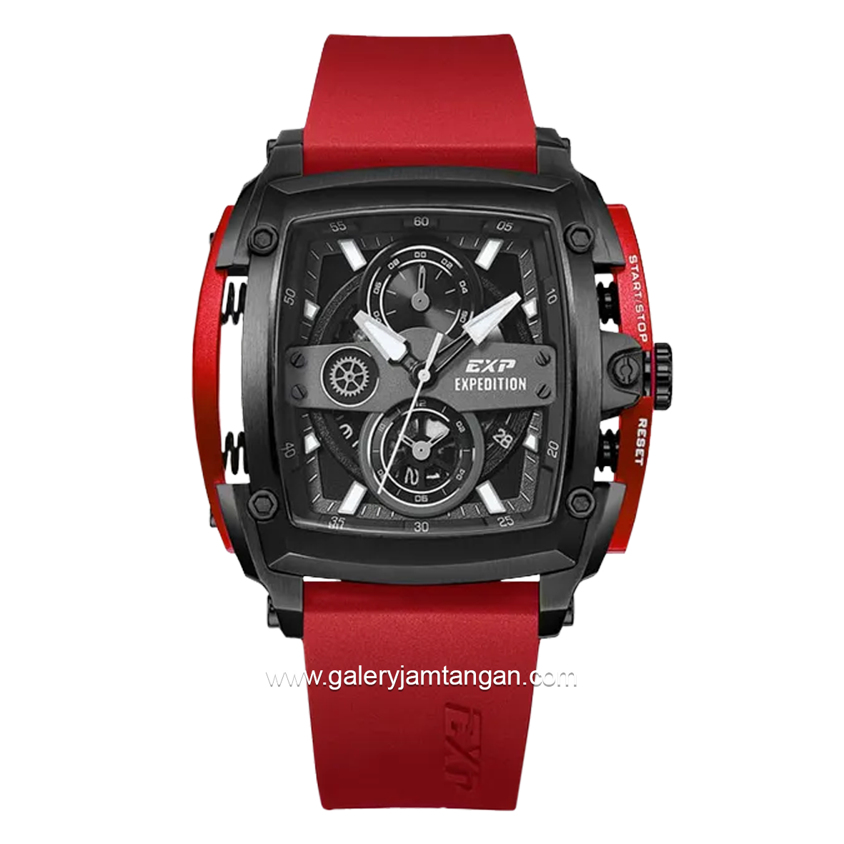 Expedition E 3008 G Chronograph Red Dial Black Rubber Strap