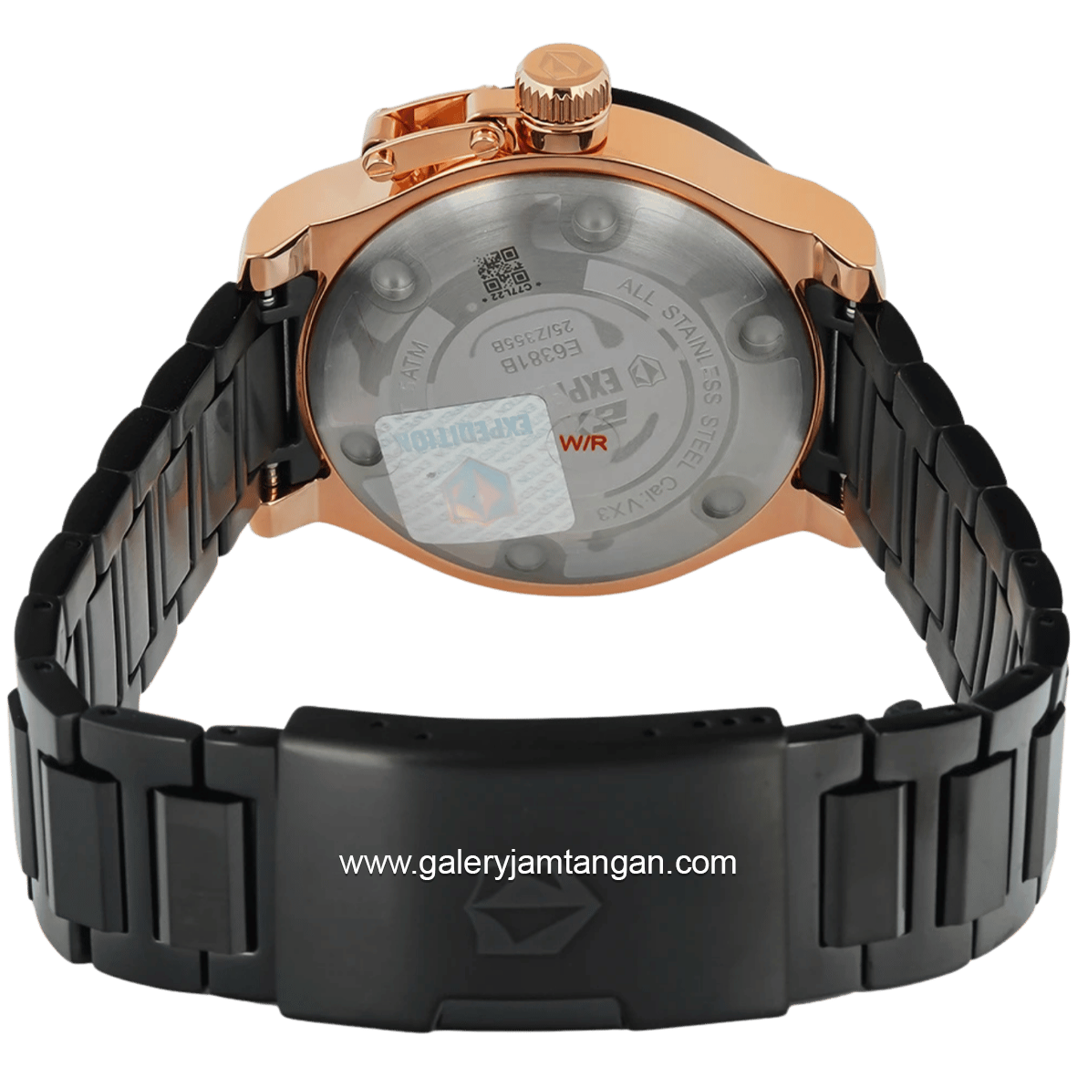 EXPEDITION E 6381 BFBBRBA1 Black Rosegold Stainless Steel Strap