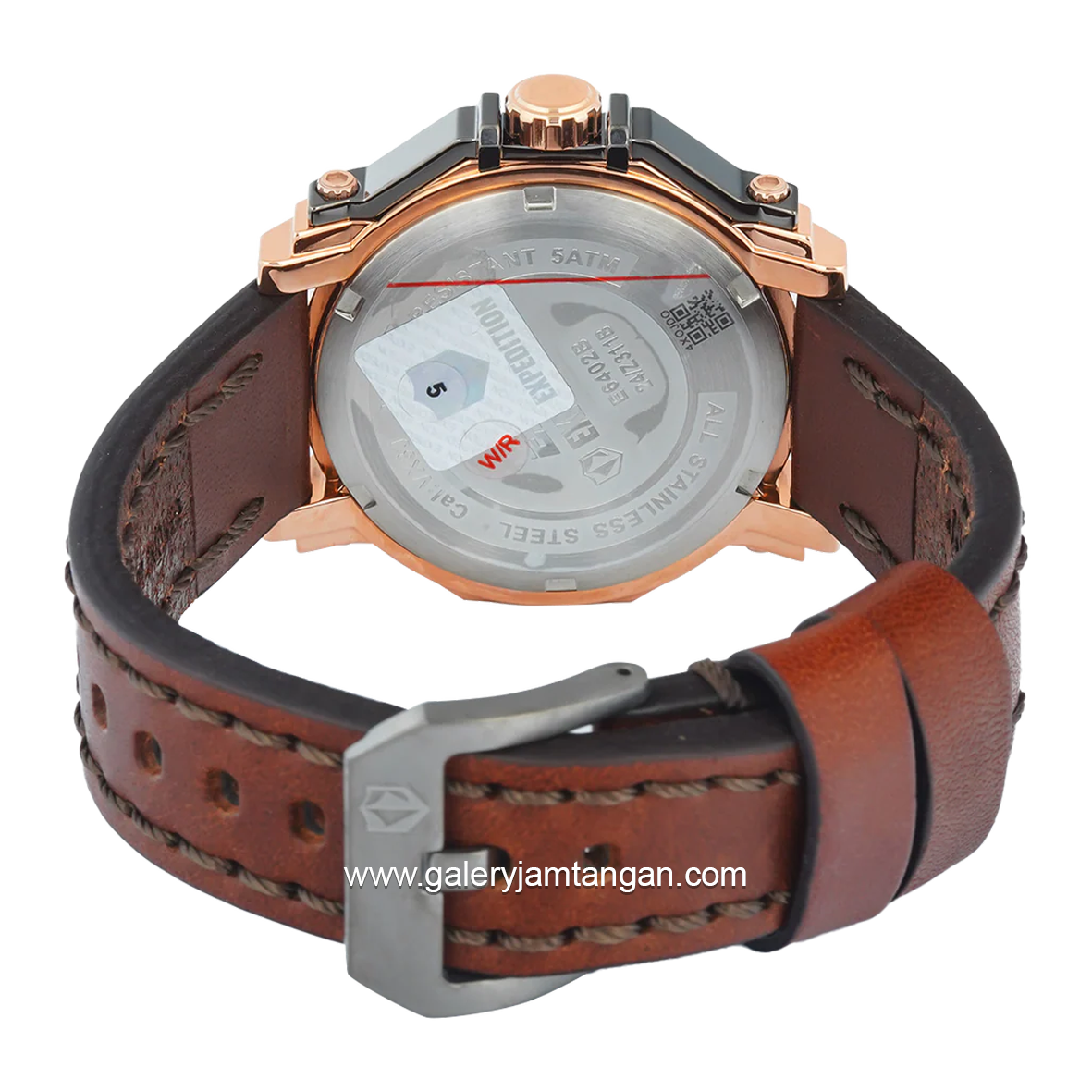 Expedition E 6402 B Chronograph Brown Dial Black Leather Strap