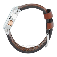 Expedition E 6402 B Chronograph Brown Dial Silver Leather Strap