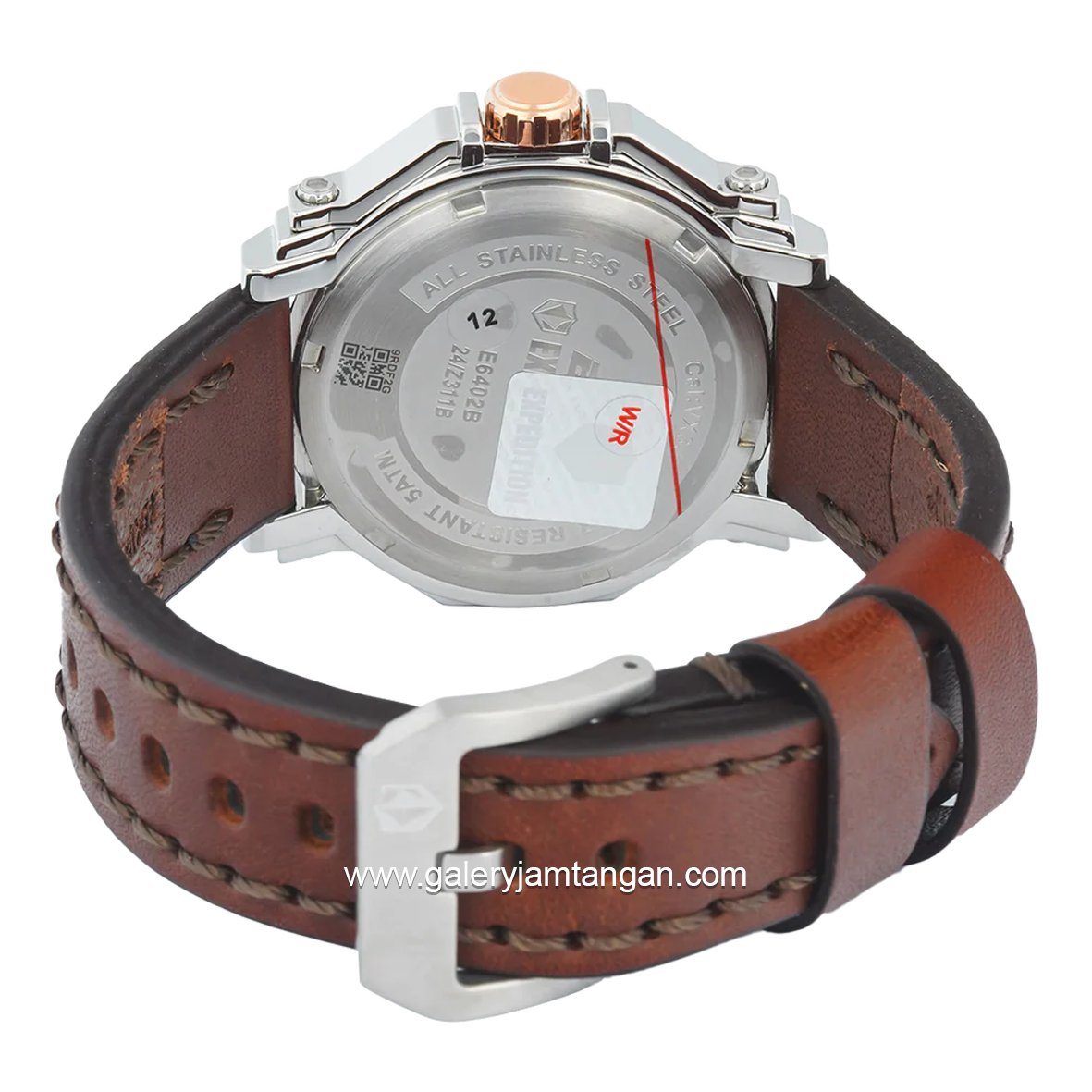 Expedition E 6402 B Chronograph Brown Dial Silver Leather Strap