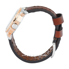 Expedition E 6402 B Chronograph Brown Dial White Leather Strap