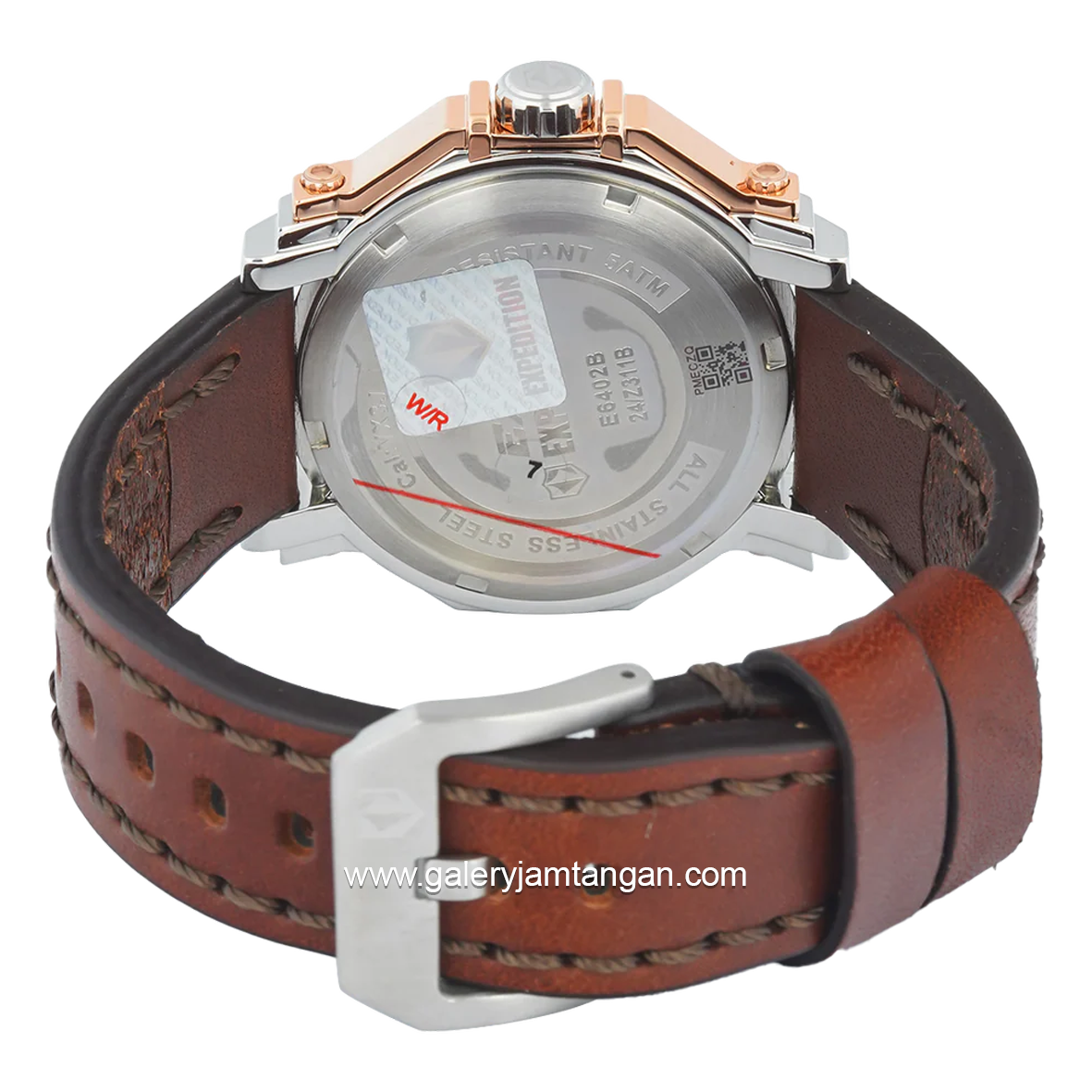 Expedition E 6402 B Chronograph Brown Dial White Leather Strap