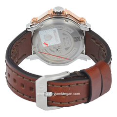 Expedition E 6402 B Chronograph Brown Dial White Leather Strap