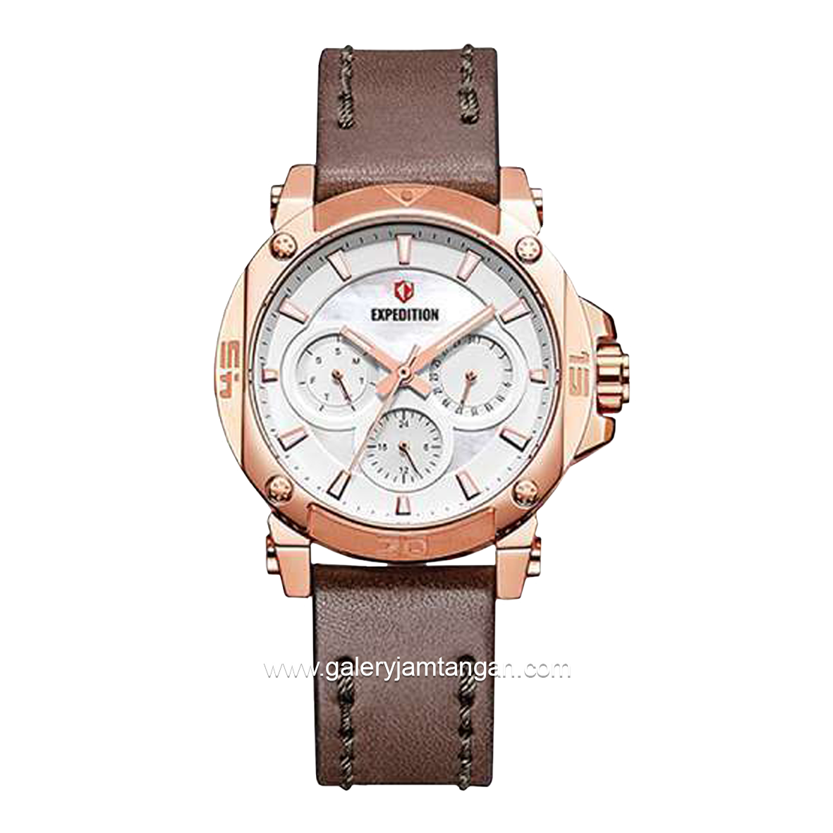 Expedition E 6606 BF Chronograph Brown Rosegold Leather Strap