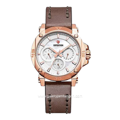 Expedition E 6606 BF Chronograph Brown Rosegold Leather Strap