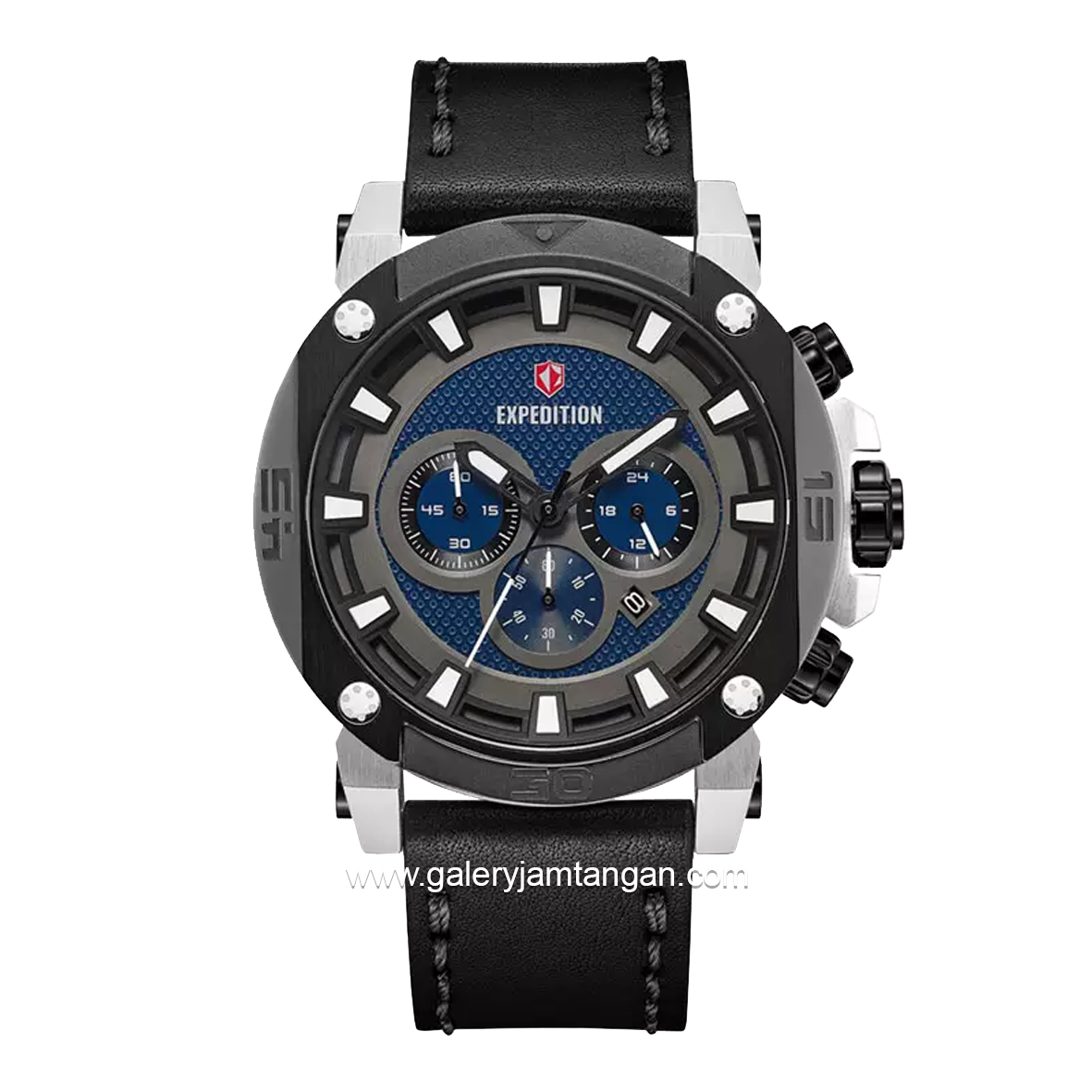 Expedition E 6606 MC Black Silver Leather Strap